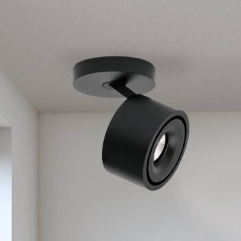 Stropný reflektor LED Specter, čierny, Ø 8,4 cm, hliník