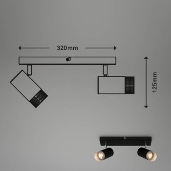 Stropný reflektor Plek GU10 čierny/strieborný dvojsvetelný