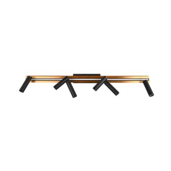 Stropný reflektor Zeno LED, 6 bodov, čierna/zlatá, kov