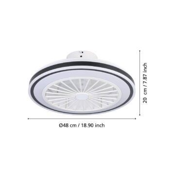 Stropný ventilátor Almeria LED CCT, biela/čierna