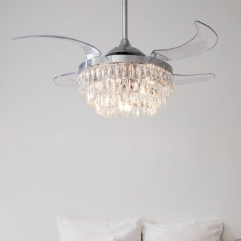 Stropný ventilátor Beacon so svetlom Fanaway Veil chróm tichý