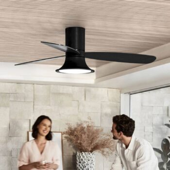 Stropný ventilátor Beacon so svetlom Flusso čierny 132cm tichý