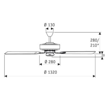 Stropný ventilátor Classic Royal 132 chróm/buk