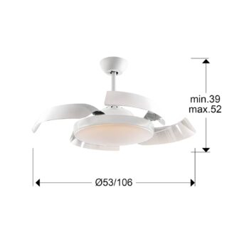 Stropný ventilátor Enzo LED stmievateľný CCT biela