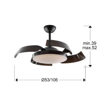 Stropný ventilátor Enzo s LED stmieva, CCT čierna