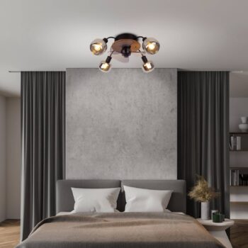 Stropný ventilátor Fumoso, 4 E14 dymové sklo