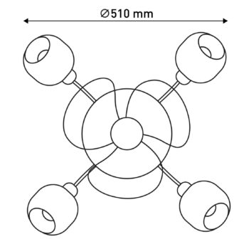 Stropný ventilátor Fumoso, 4 E14 dymové sklo