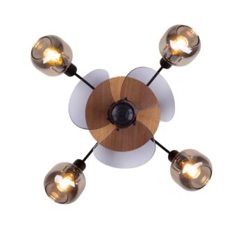 Stropný ventilátor Fumoso, 4 E14 dymové sklo