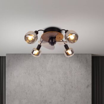 Stropný ventilátor Fumoso, 4 E14 dymové sklo