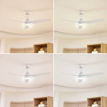 Stropný ventilátor Lindby LED Aerallo, biely, CCT, tichý