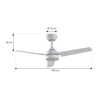 Stropný ventilátor Lindby LED Aerallo, biely, CCT, tichý