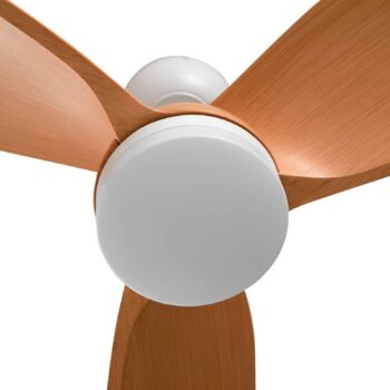 Stropný ventilátor Lindby LED Enon, biela/drevená farba, DC, tichý