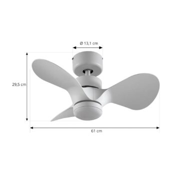 Stropný ventilátor Lindby LED Enon, biely, DC motor, tichý