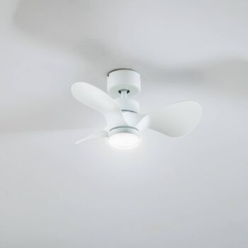 Stropný ventilátor Lindby LED Enon, biely, DC motor, tichý