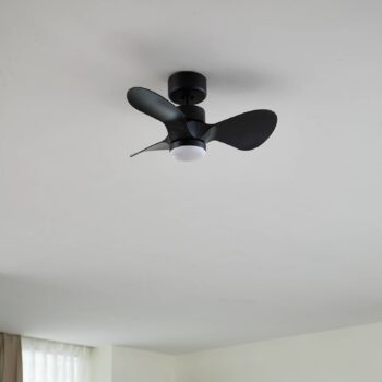 Stropný ventilátor Lindby LED Enon, čierny, DC motor, tichý