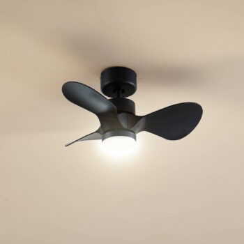 Stropný ventilátor Lindby LED Enon, čierny, DC motor, tichý