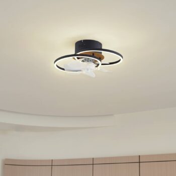 Stropný ventilátor Lindby LED Lomana, čierny, tichý, CCT