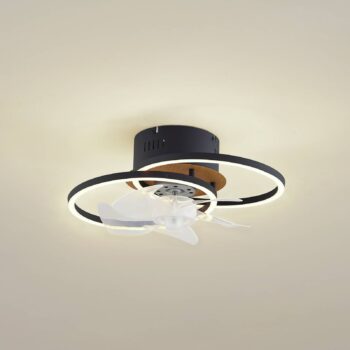 Stropný ventilátor Lindby LED Lomana, čierny, tichý, CCT
