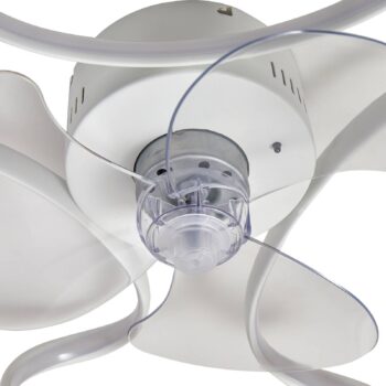 Stropný ventilátor Lindby LED Lomata, biely, tichý, Ø 23 cm