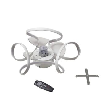 Stropný ventilátor Lindby LED Lomata, biely, tichý, Ø 23 cm