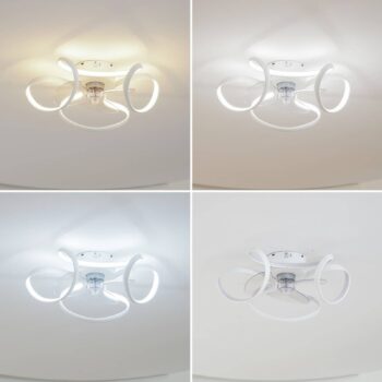 Stropný ventilátor Lindby LED Lomata, biely, tichý, Ø 23 cm