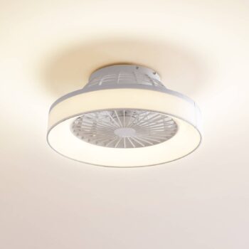 Stropný ventilátor Lindby LED Mace, biely, tichý, CCT
