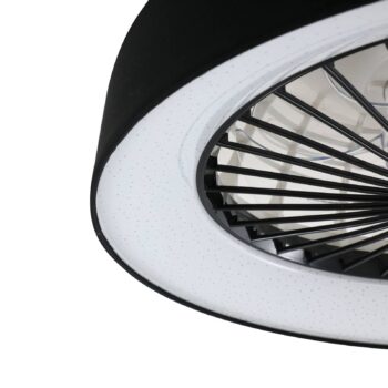 Stropný ventilátor Lindby LED Mace, čierny, tichý, Ø 47 cm
