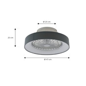 Stropný ventilátor Lindby LED Mace, sivý, tichý, CCT