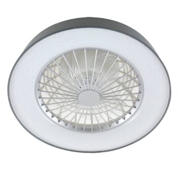 Stropný ventilátor Lindby LED Mace, sivý, tichý, CCT