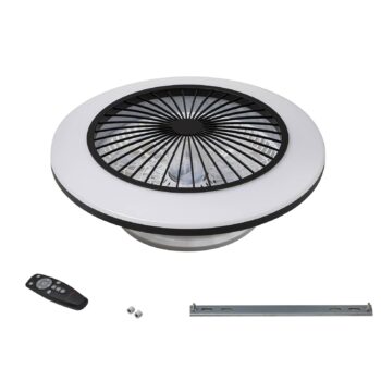 Stropný ventilátor Lindby LED Mamuti, čierny, tichý, Ø 55 cm