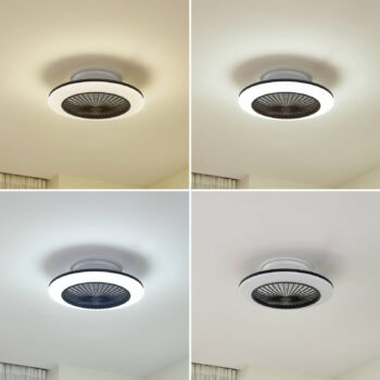 Stropný ventilátor Lindby LED Mamuti, čierny, tichý, Ø 55 cm