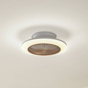 Stropný ventilátor Lindby LED Mamuti, farba dreva, tichý, 55 cm