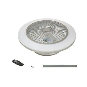 Stropný ventilátor Lindby LED Mamuti, strieborný, tichý, Ø 55 cm