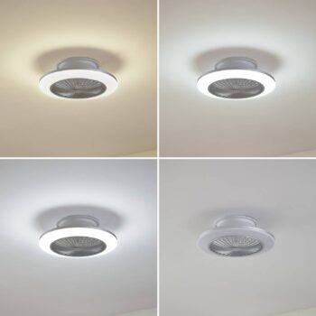 Stropný ventilátor Lindby LED Mamuti, strieborný, tichý, Ø 55 cm