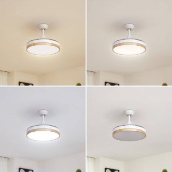 Stropný ventilátor Lindby LED Oras, biely, DC, tichý, Ø 107 cm