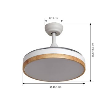 Stropný ventilátor Lindby LED Oras, biely, DC, tichý, Ø 107 cm