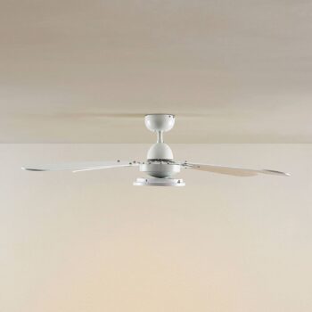 Stropný ventilátor Lindby LED Tedric, biely, tichý, Ø 133 cm