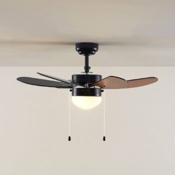 Stropný ventilátor Lindby Minja, čierny, tichý, 78 cm, E14