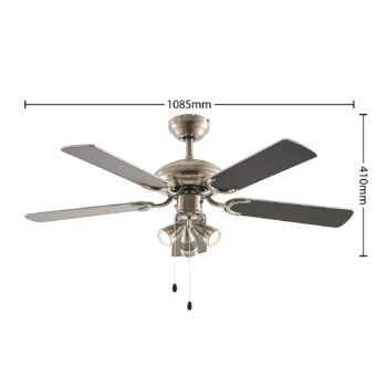 Stropný ventilátor Lindby s osvetlením Anariki, tichý, strieborný