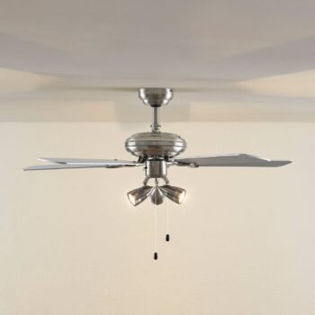 Stropný ventilátor Lindby s osvetlením Anariki, tichý, strieborný