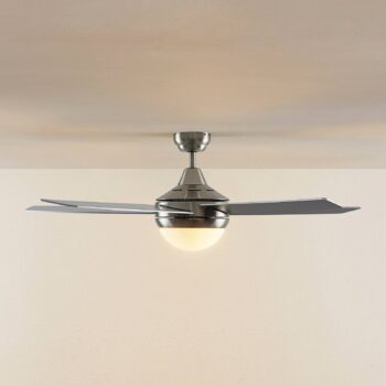 Stropný ventilátor Lindby s osvetlením Auraya, tichý, oceľový