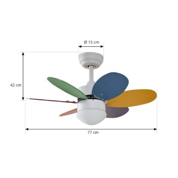 Stropný ventilátor Lindby so svetlom Litur, tichý, Ø 77 cm, E27