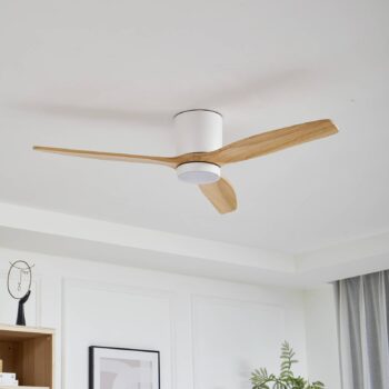 Stropný ventilátor Lucande LED Faipari, biely, DC, tichý, 132 cm