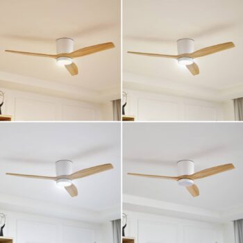 Stropný ventilátor Lucande LED Faipari, biely, DC, tichý, 132 cm