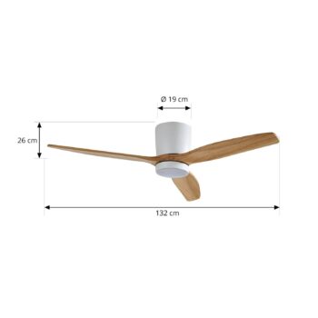 Stropný ventilátor Lucande LED Faipari, biely, DC, tichý, 132 cm