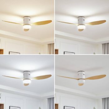 Stropný ventilátor Lucande LED Kayu, biely, DC, tichý, 132 cm