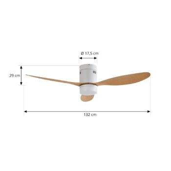 Stropný ventilátor Lucande LED Kayu, biely, DC, tichý, 132 cm