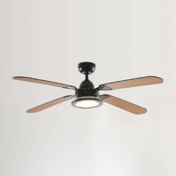 Stropný ventilátor Lucande LED Tedric, čierny, tichý, 133 cm