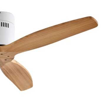 Stropný ventilátor Lucande Vindur, biely/drevo, DC, tichý