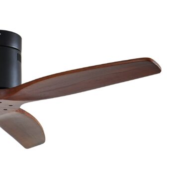 Stropný ventilátor Lucande Vindur, čierna/drevo, DC, tichý